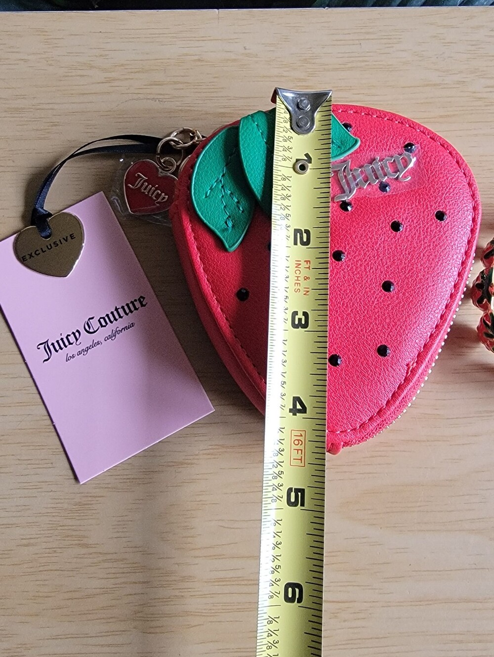 Juicy Couture Red Strawberry Coin Pouch & Strawberry Cuff Bracelet - Picture 5 of 8